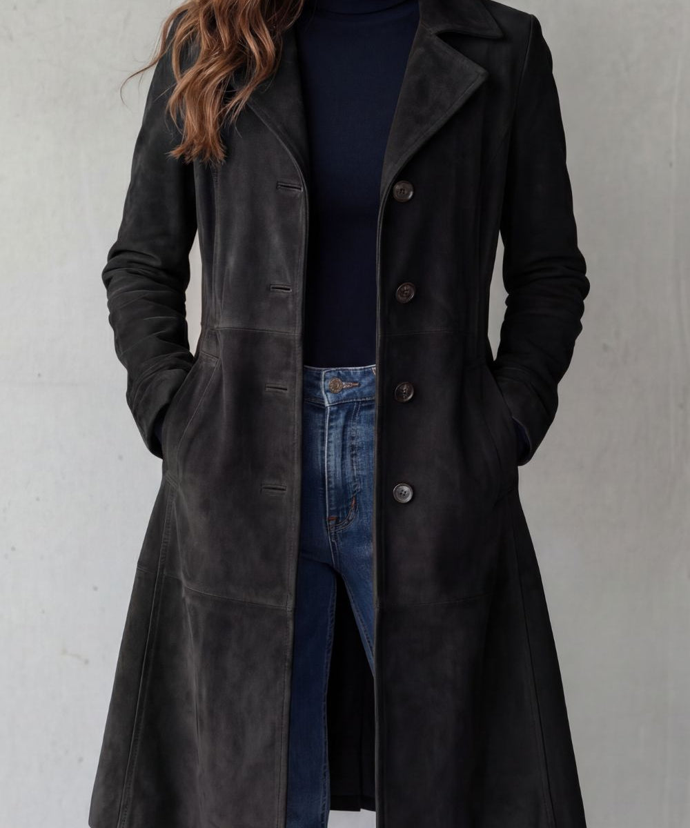 Delphine – Vintage zamszowy materiał – Długi płaszcz