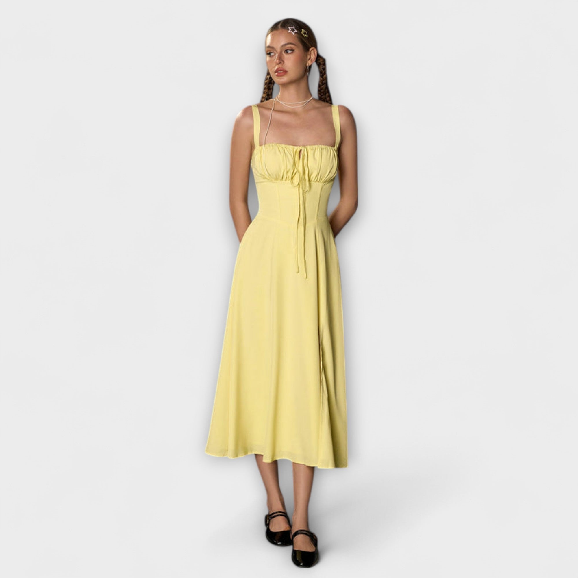 Nadzieja - Różowa sukienka z detalem rozporka