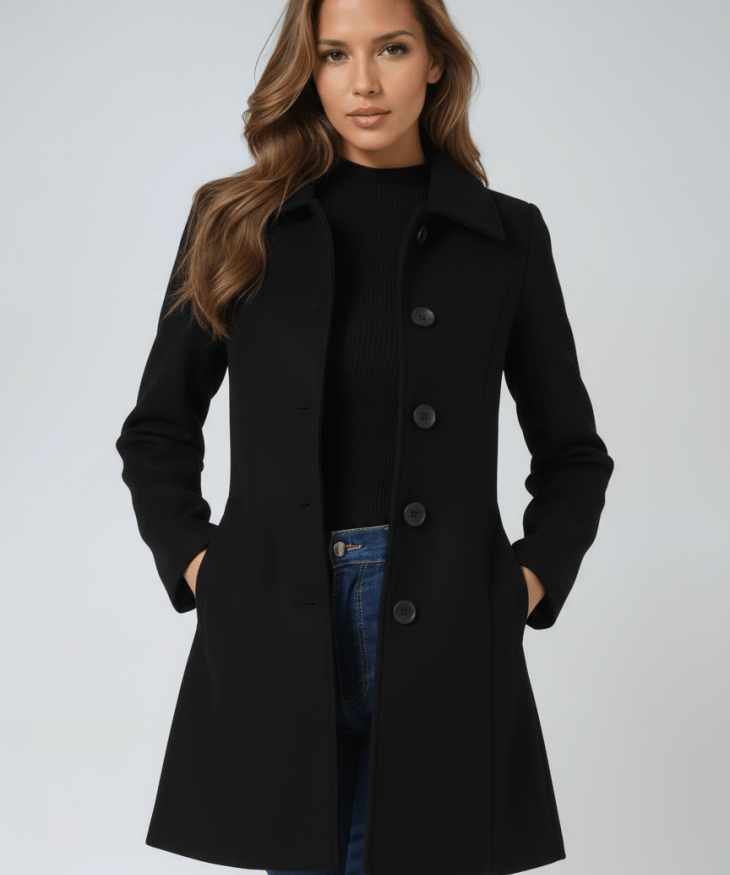Dominika | Damski zimowy płaszcz z jednym guzikiem